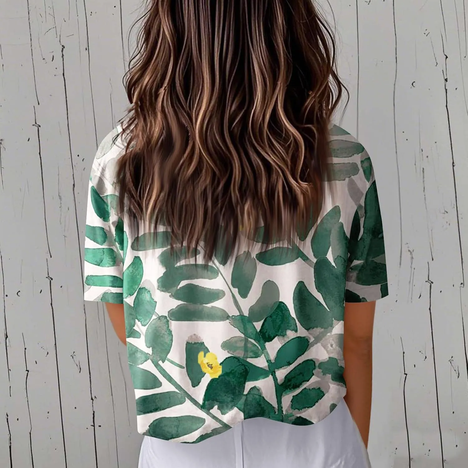 Women Short Sleeve Shirts Button-Down Trendy 2025 Summer Linen Cute Tops Going Out Floral Print Dressy Casual Blouses