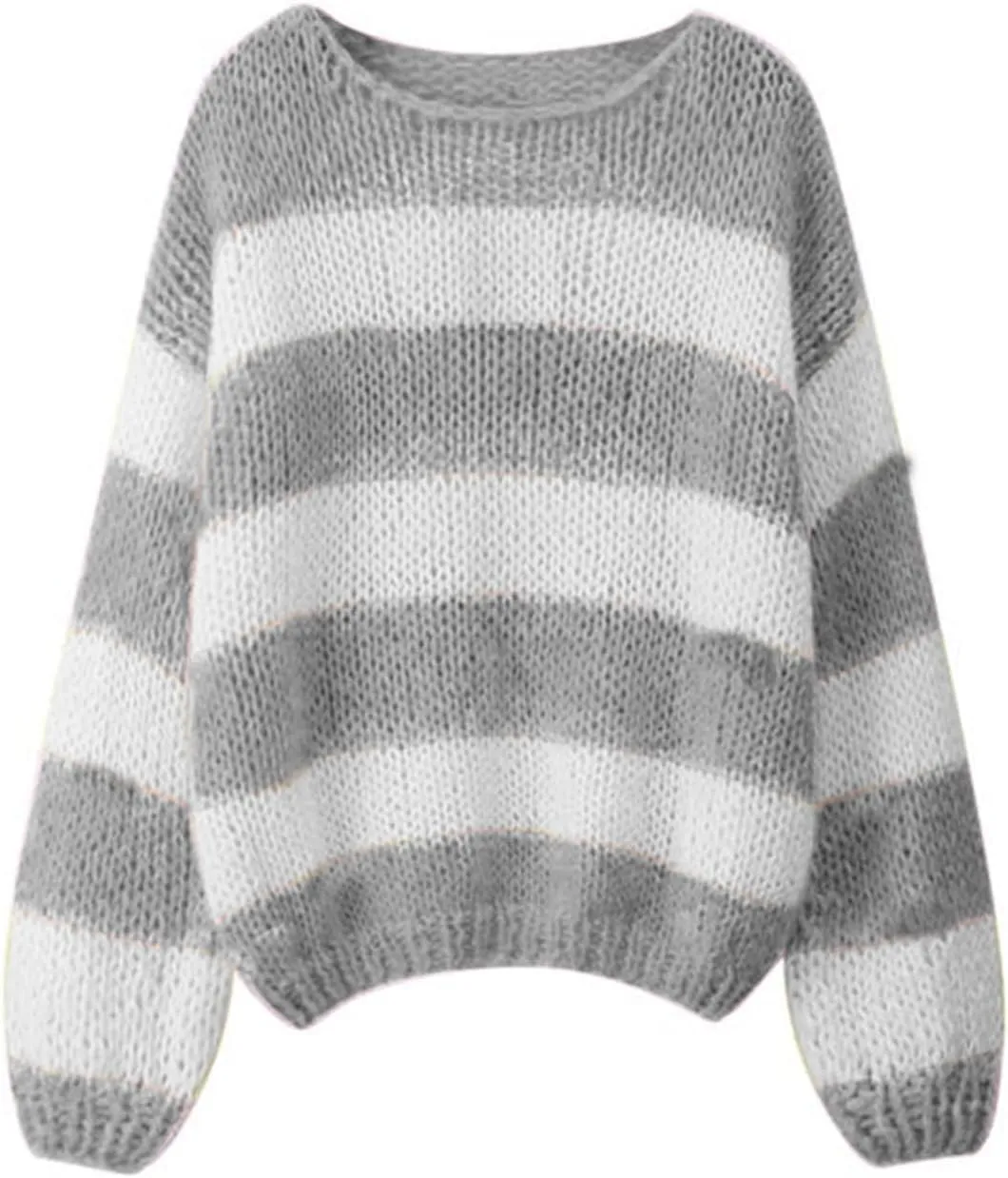 Women Striped Knit Sweaters 2024 Oversized Fall Winter Drop Shoulder Color Block Long Sleeve Loose Fit Pullover Tops