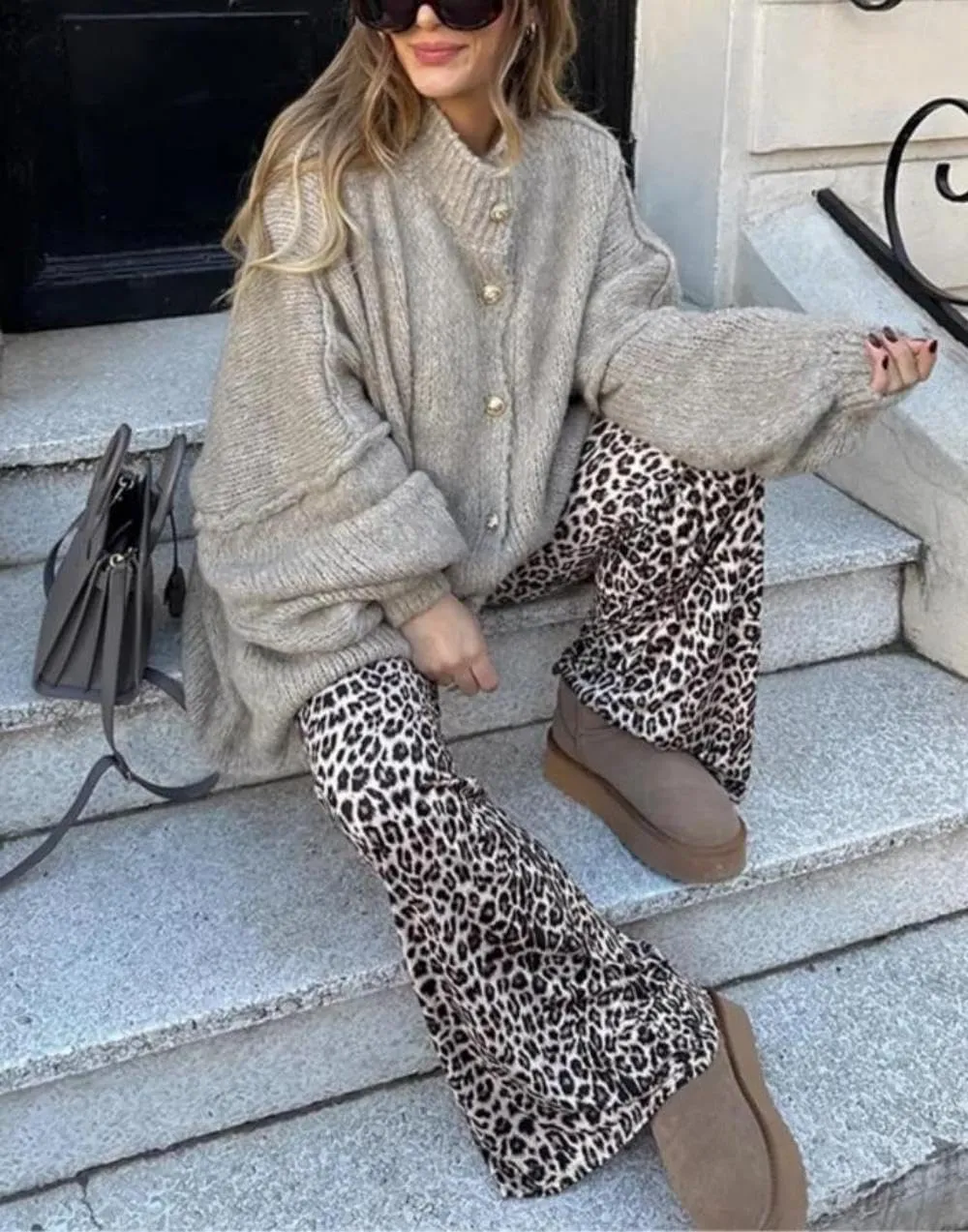 Women's Button Down Cardigans Oversized Chunky Knit Sweater Long Sleeves Turtleneck Outwear
