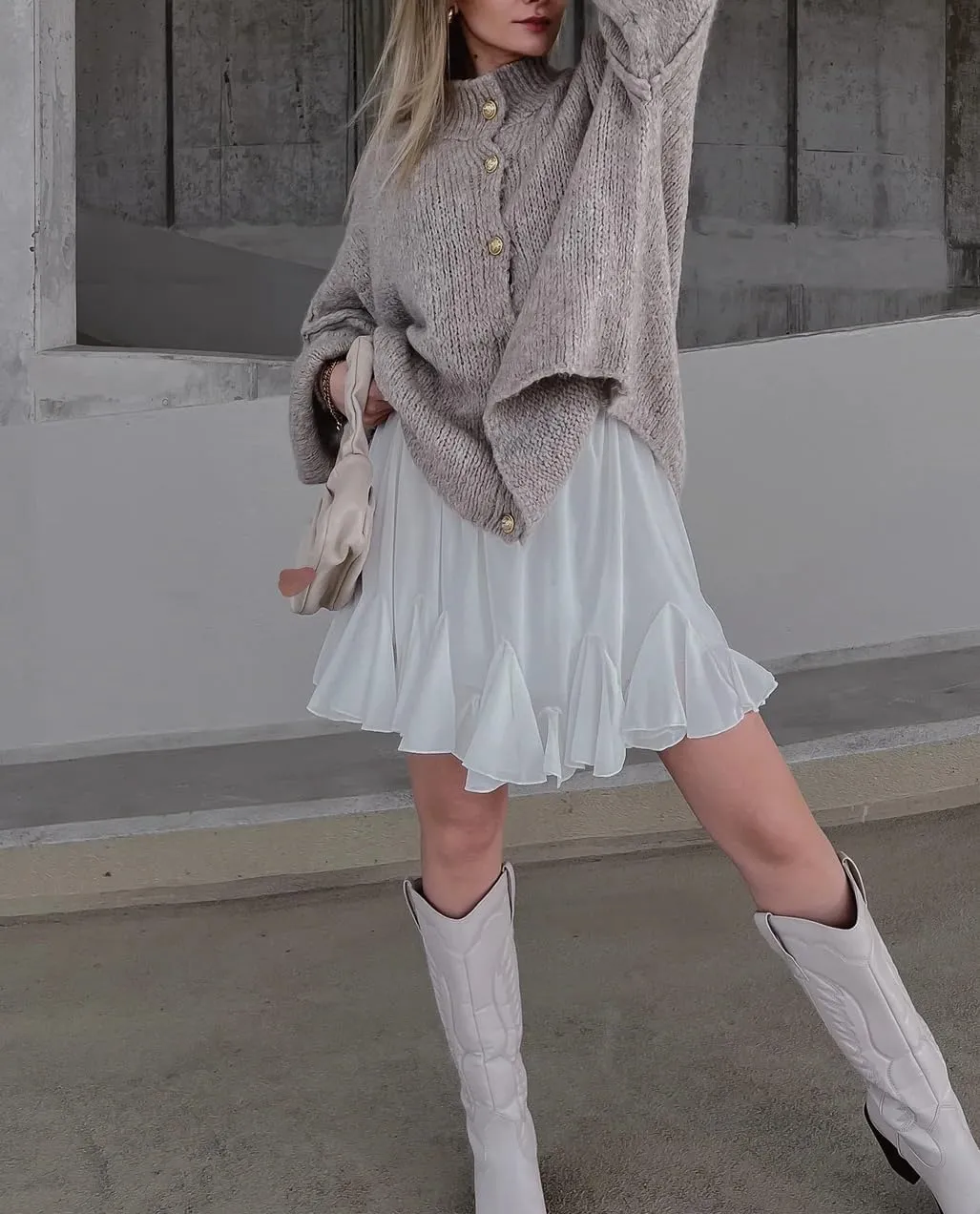 Women's Button Down Cardigans Oversized Chunky Knit Sweater Long Sleeves Turtleneck Outwear