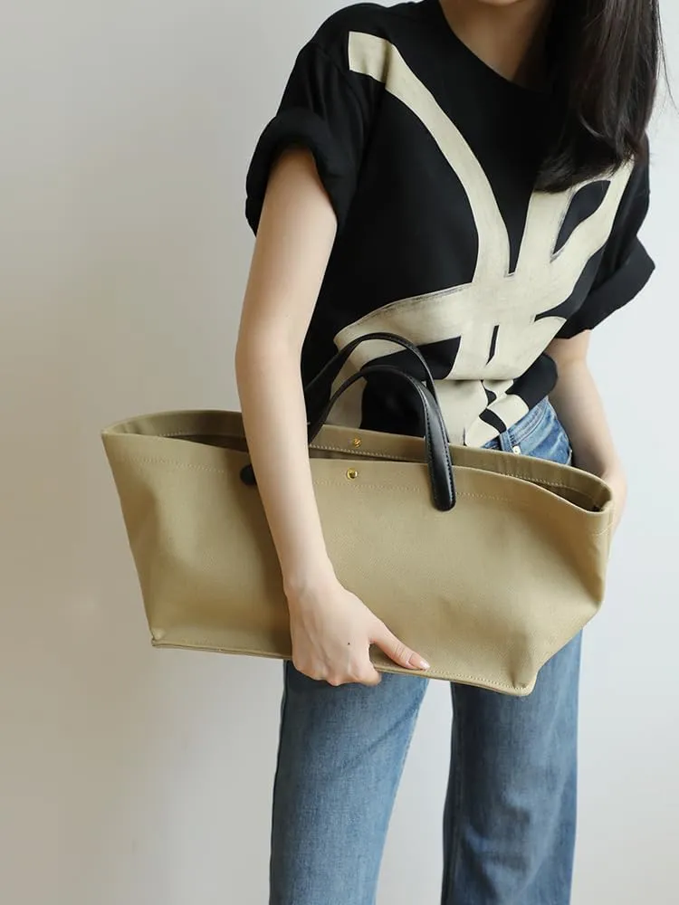 Women's Canvas Leather Totes Handbag Commuting Shoulder Crossbody Armpit Bag Leisure Versatile Casual Chic Stylish Clutch