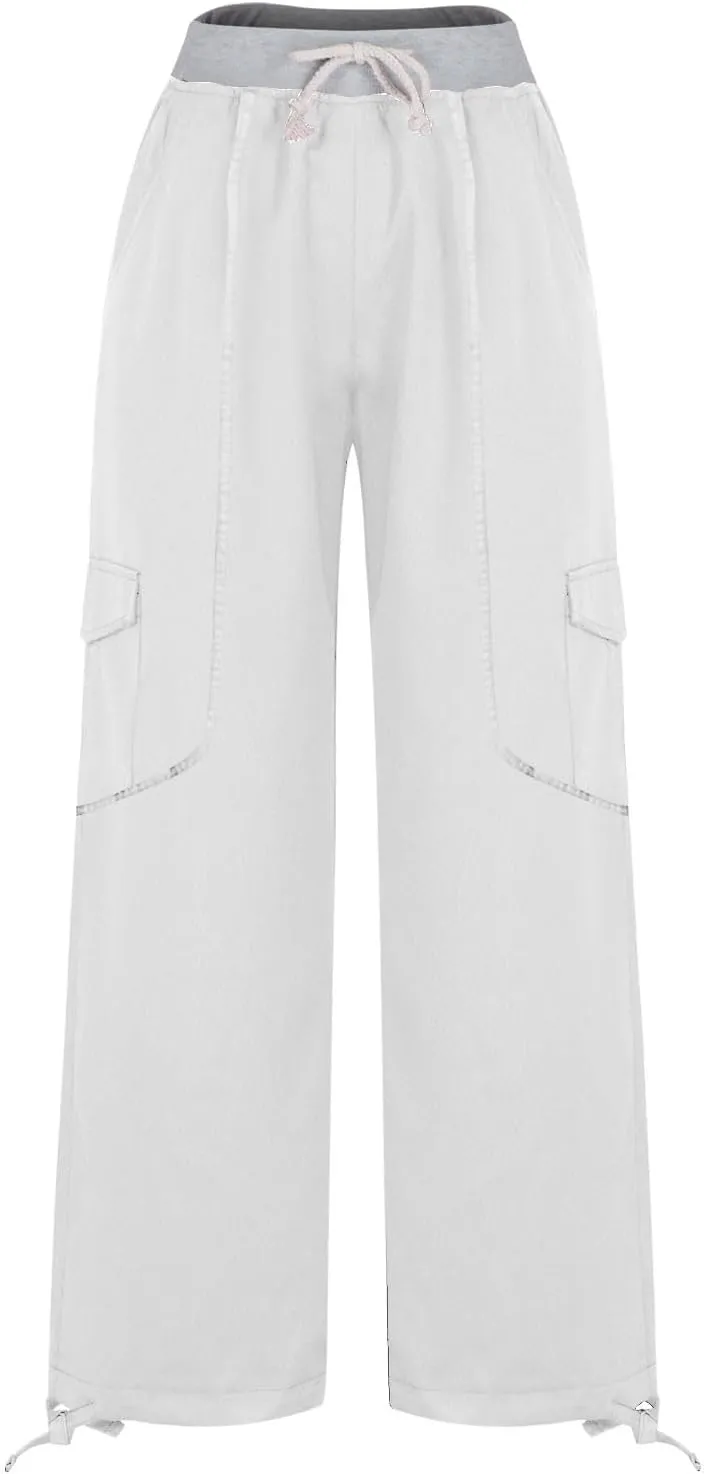 Womens Cargo Pants Mid Rise Hiking Pants Straight Leg Jogger Pants Lightweight Tactical Pants Drawstring Travel Pants
