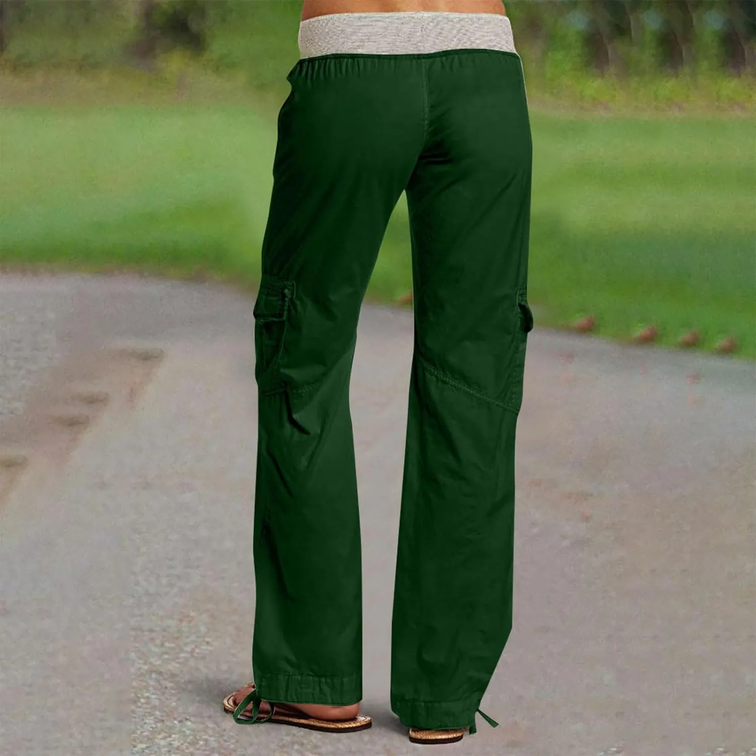 Womens Cargo Pants Mid Rise Hiking Pants Straight Leg Jogger Pants Lightweight Tactical Pants Drawstring Travel Pants