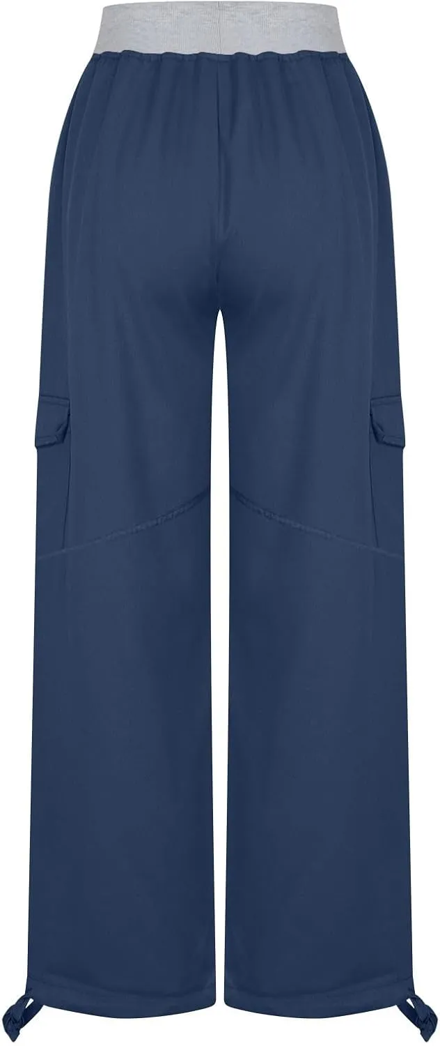 Womens Cargo Pants Mid Rise Hiking Pants Straight Leg Jogger Pants Lightweight Tactical Pants Drawstring Travel Pants