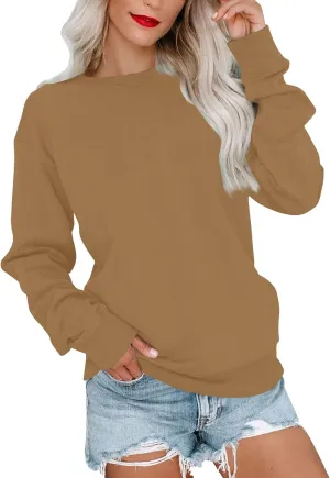 Women'S Crewneck Sweatshirts No Hood Fall Long Sleeve Shirts Dressy Casual Gradient Color Sweatshirts Pullover Cute