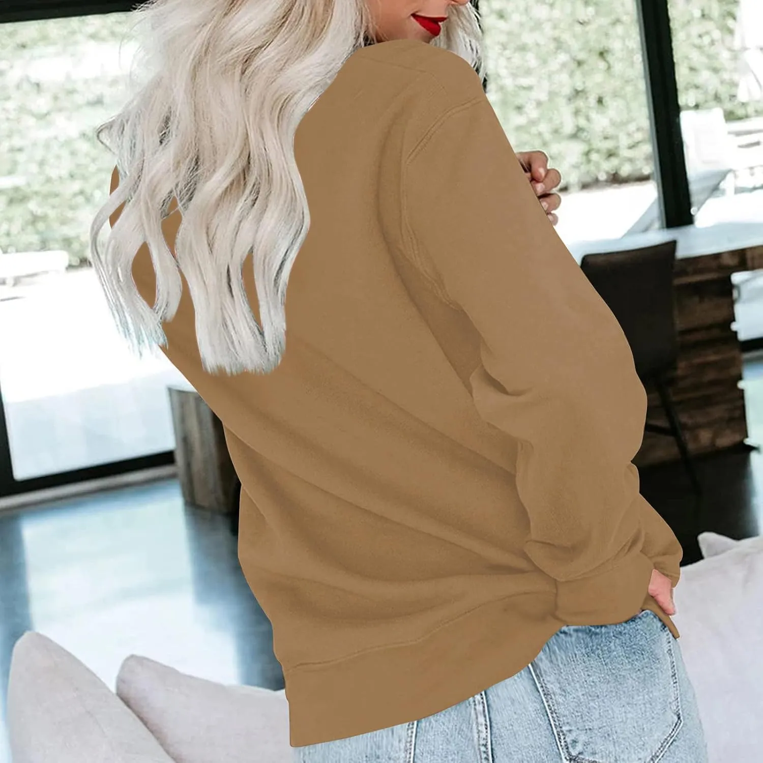 Women'S Crewneck Sweatshirts No Hood Fall Long Sleeve Shirts Dressy Casual Gradient Color Sweatshirts Pullover Cute