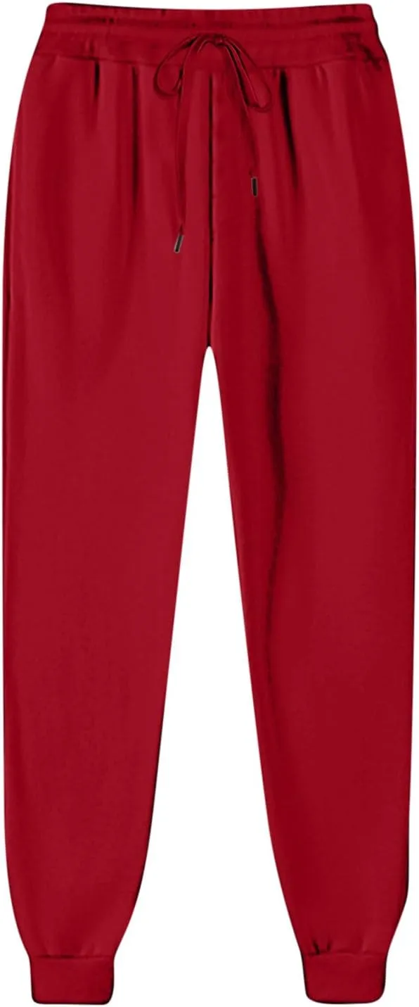 Women's Jogger Pants Warm Fleece Lined Sweatpants High Waist Athletic Pants Trendy Fall Pants Trousers with Pockets