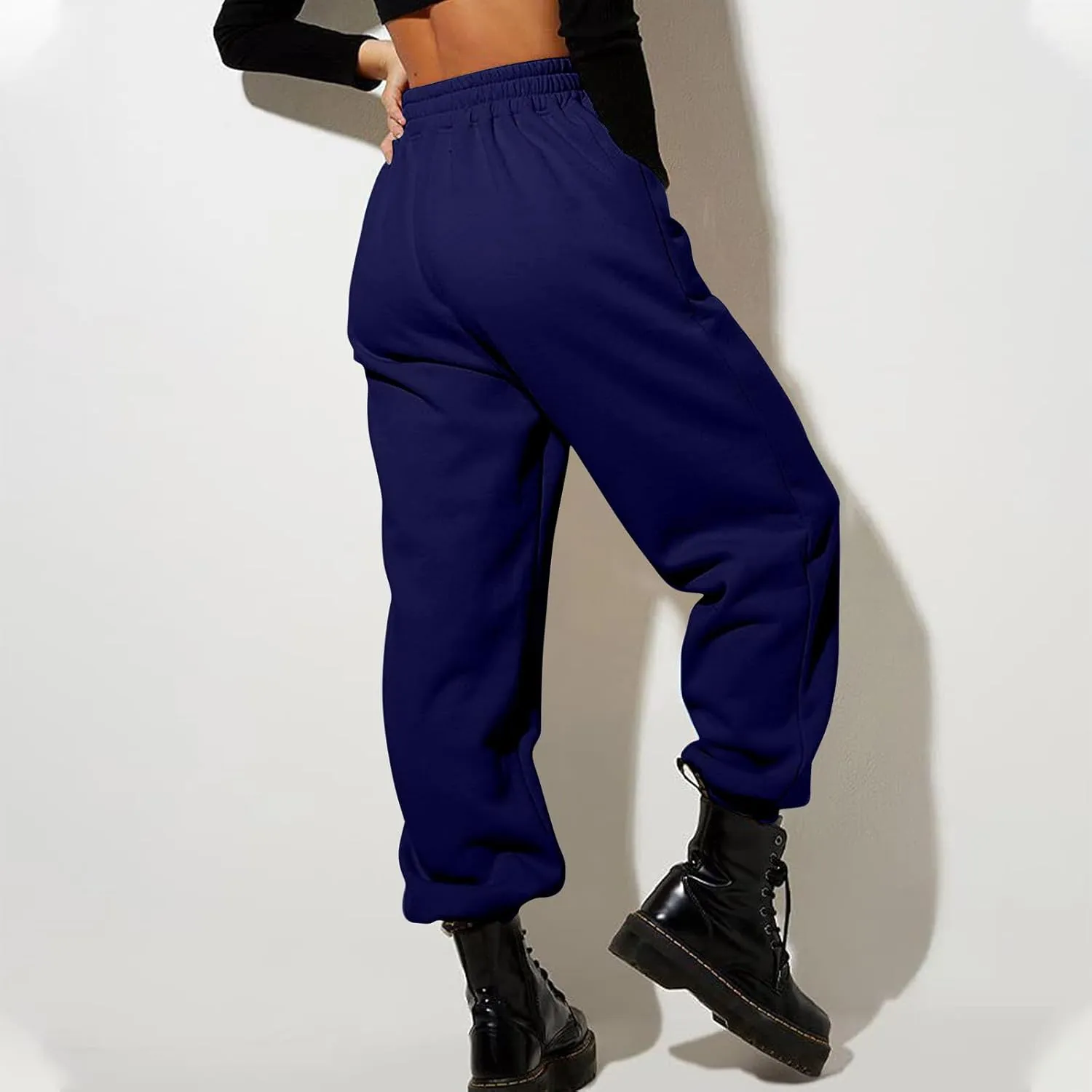 Women's Jogger Pants Warm Fleece Lined Sweatpants High Waist Athletic Pants Trendy Fall Pants Trousers with Pockets
