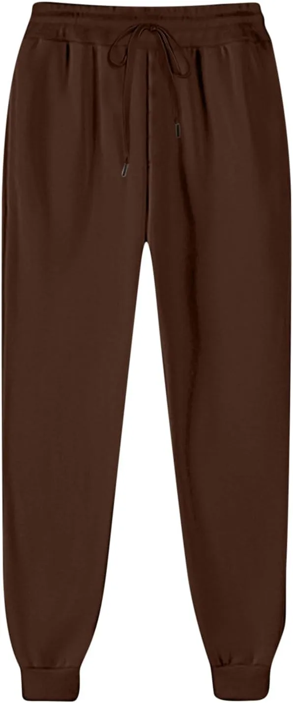 Women's Jogger Pants Warm Fleece Lined Sweatpants High Waist Athletic Pants Trendy Fall Pants Trousers with Pockets