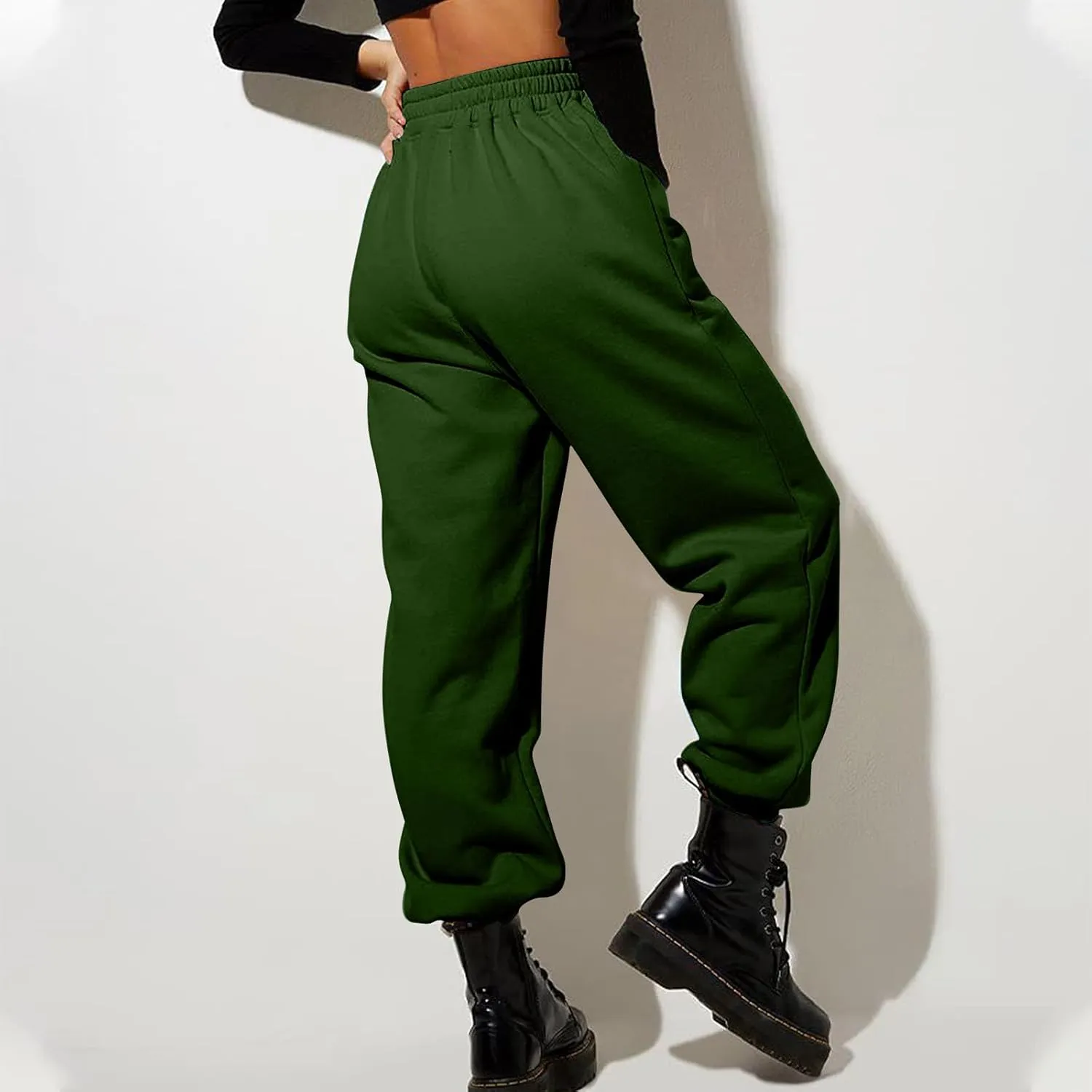 Women's Jogger Pants Warm Fleece Lined Sweatpants High Waist Athletic Pants Trendy Fall Pants Trousers with Pockets