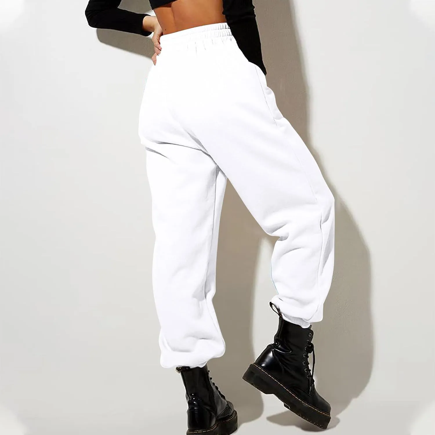 Women's Jogger Pants Warm Fleece Lined Sweatpants High Waist Athletic Pants Trendy Fall Pants Trousers with Pockets