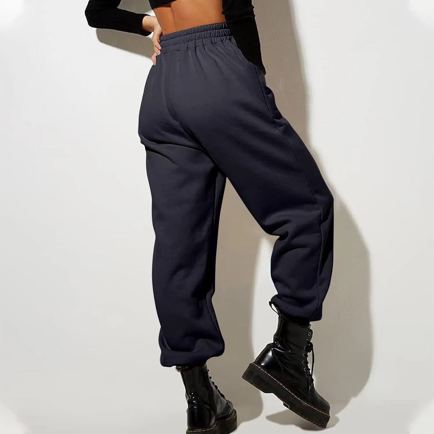 Women's Jogger Pants Warm Fleece Lined Sweatpants High Waist Athletic Pants Trendy Fall Pants Trousers with Pockets