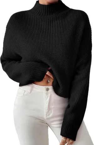 Womens Lightweight Cute Turtleneck Ultra Cropped Sweaters Spring 2025 Ribbed Knit Crop Thin Pullover Sweater