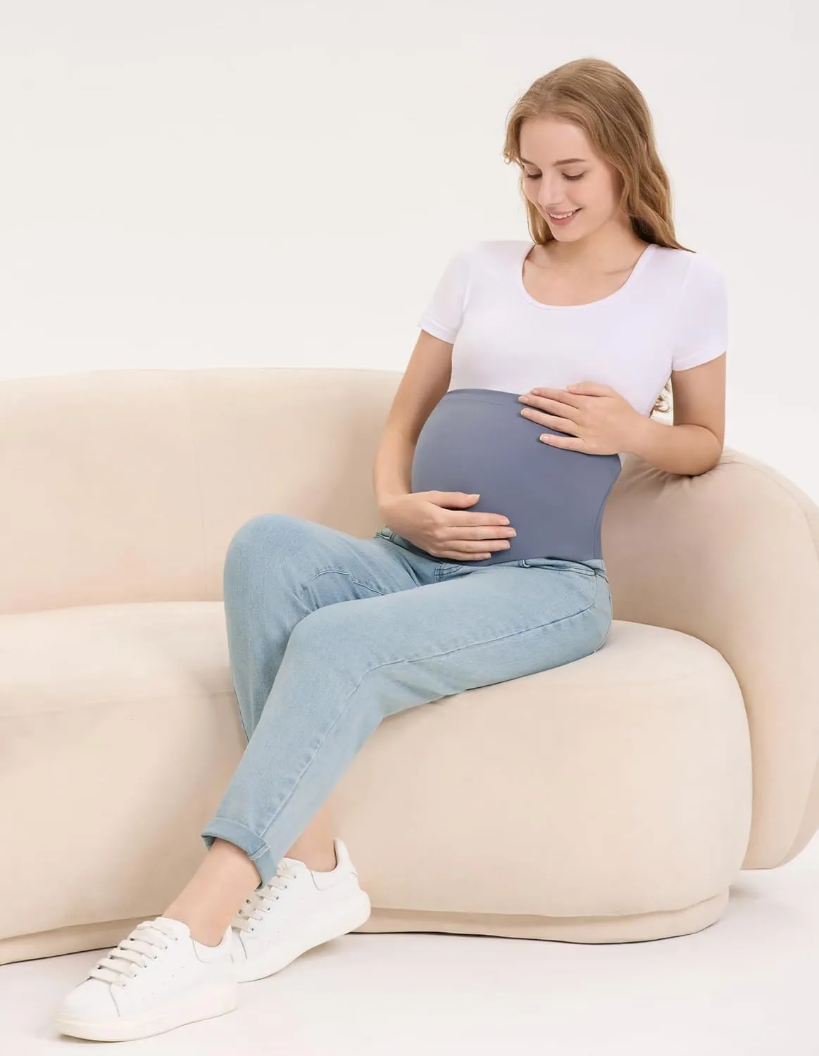 Women's Maternity Boyfriend Jeans Over Belly Stretch Denim Pregnancy Trendy Pants