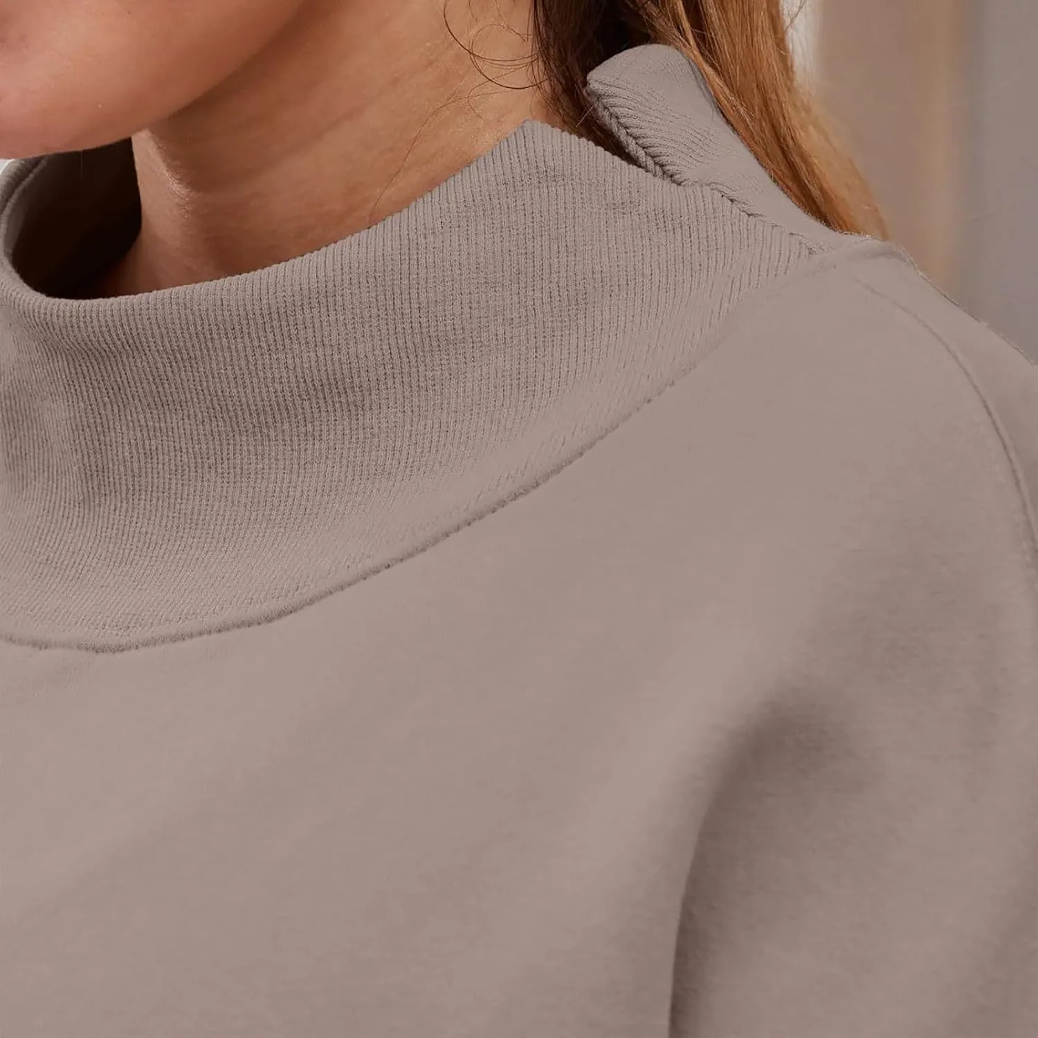 Womens Oversized Pullovers Casual Loose Turtleneck Long Sleeve Drop Shoulder Sweatshirts Fall Preppy Sports Blouse