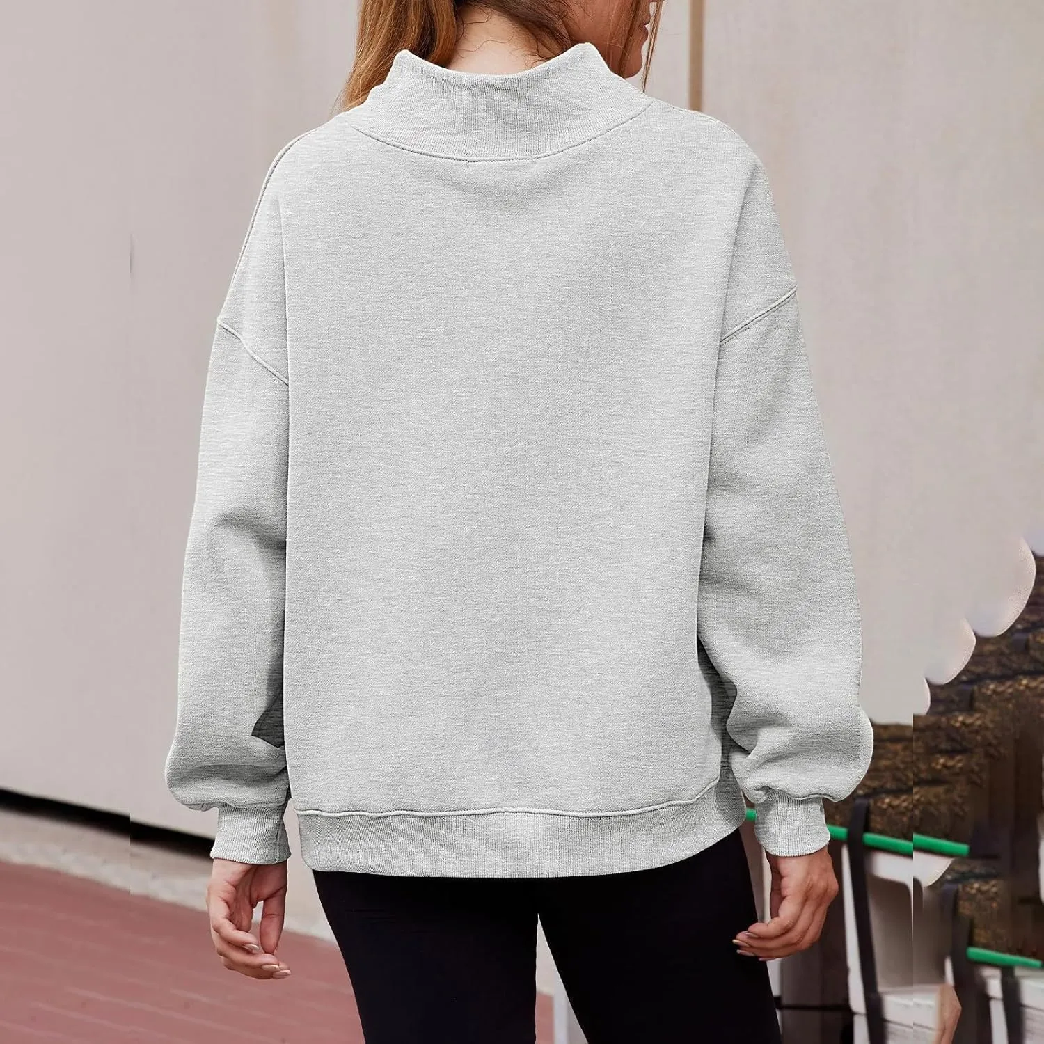 Womens Oversized Pullovers Casual Loose Turtleneck Long Sleeve Drop Shoulder Sweatshirts Fall Preppy Sports Blouse