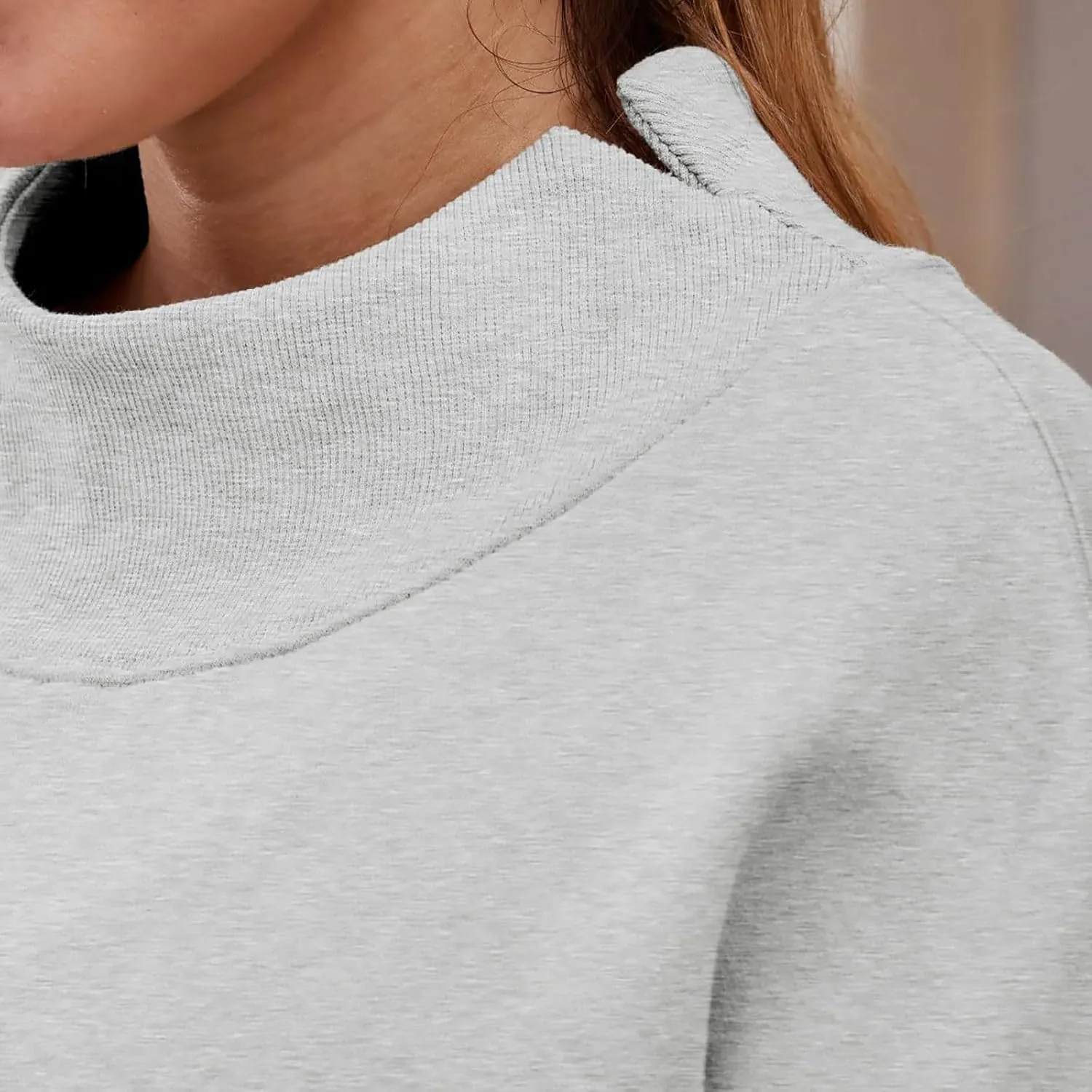Womens Oversized Pullovers Casual Loose Turtleneck Long Sleeve Drop Shoulder Sweatshirts Fall Preppy Sports Blouse
