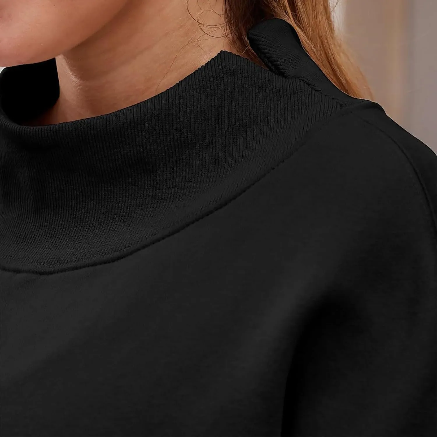 Womens Oversized Pullovers Casual Loose Turtleneck Long Sleeve Drop Shoulder Sweatshirts Fall Preppy Sports Blouse