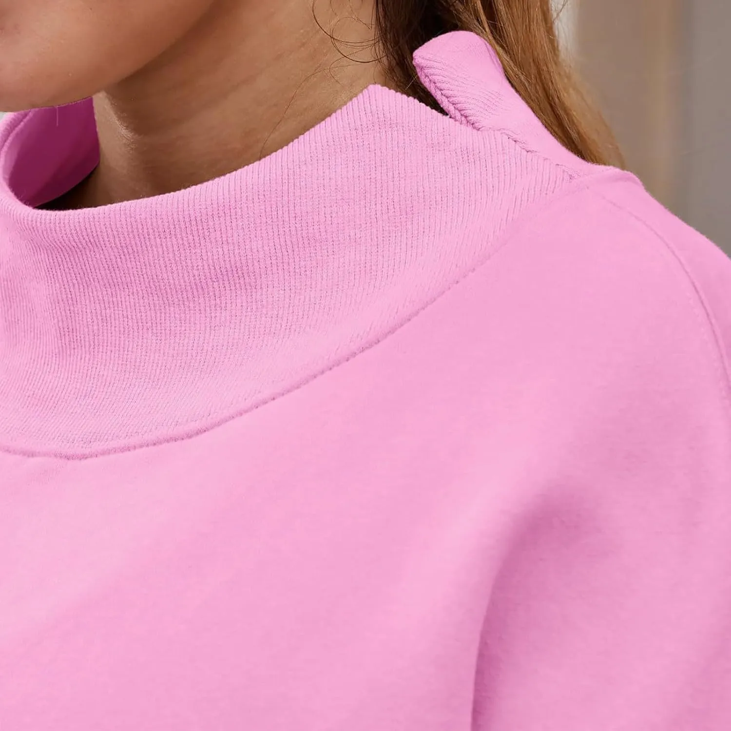 Womens Oversized Pullovers Casual Loose Turtleneck Long Sleeve Drop Shoulder Sweatshirts Fall Preppy Sports Blouse