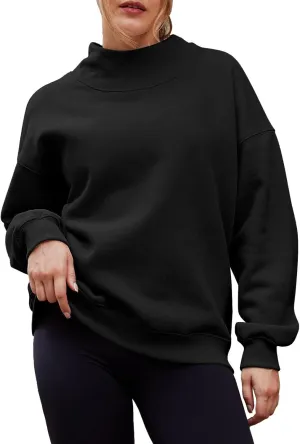 Womens Oversized Pullovers Casual Loose Turtleneck Long Sleeve Drop Shoulder Sweatshirts Fall Preppy Sports Blouse