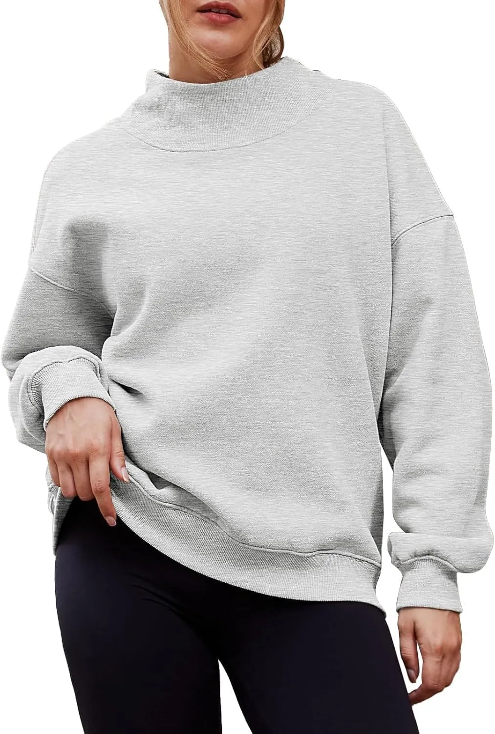 Womens Oversized Pullovers Casual Loose Turtleneck Long Sleeve Drop Shoulder Sweatshirts Fall Preppy Sports Blouse