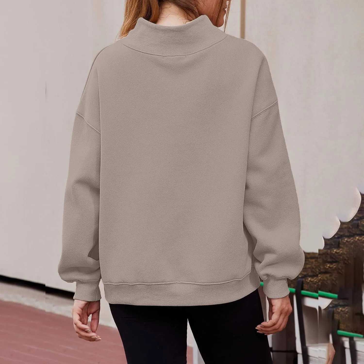 Womens Oversized Pullovers Casual Loose Turtleneck Long Sleeve Drop Shoulder Sweatshirts Fall Preppy Sports Blouse