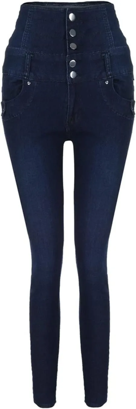 Women’s Skinny Denim Jeans – High Waisted 5 Button Up Super Stretch Classic Casual Slim Fit Denim Long Pants