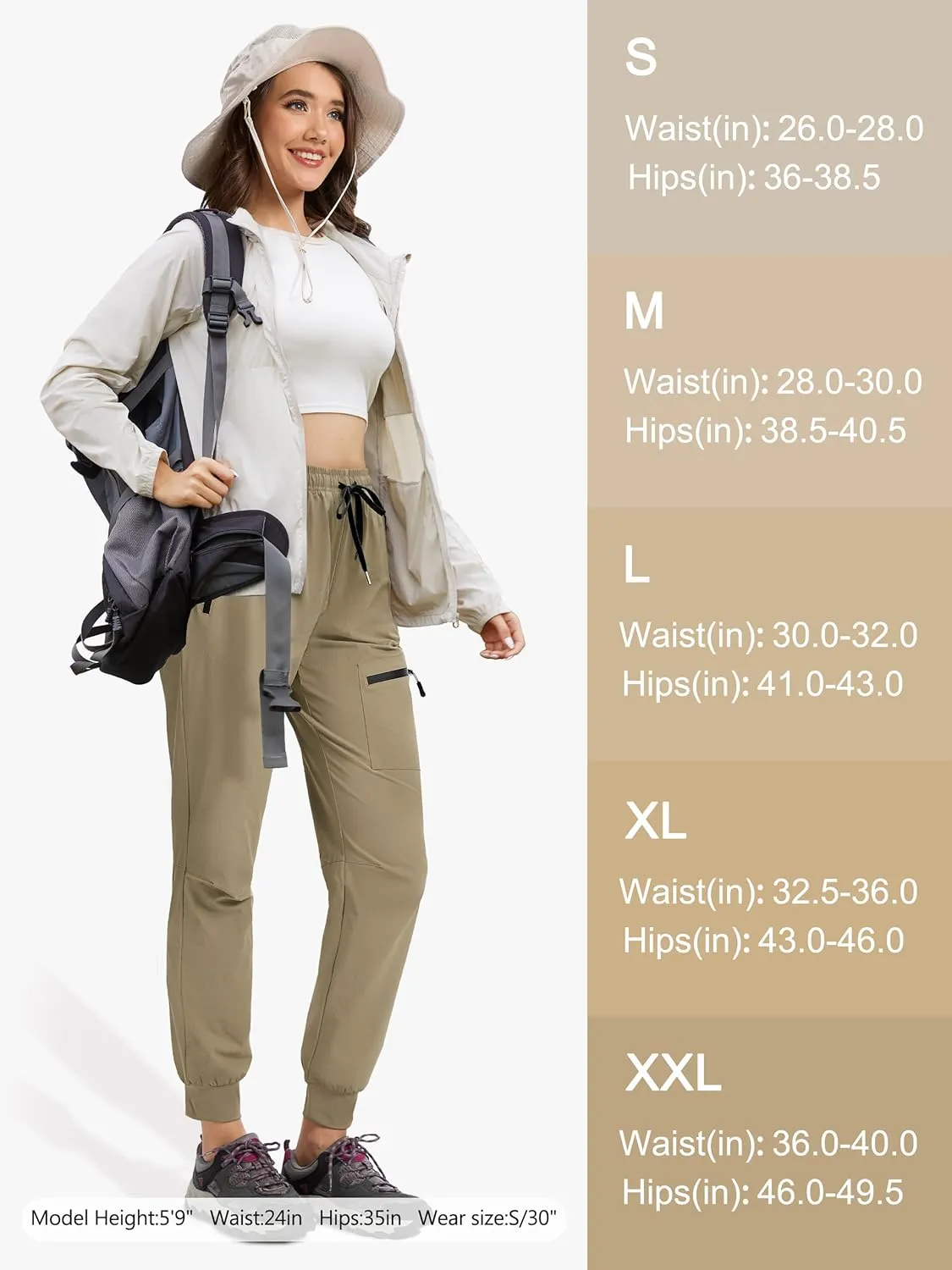 Womens Tall Joggers Hiking Pants 30/32/34 Inseam Cargo Lightweight Quick Dry 4 Pockets Travel Athletic UPF50 