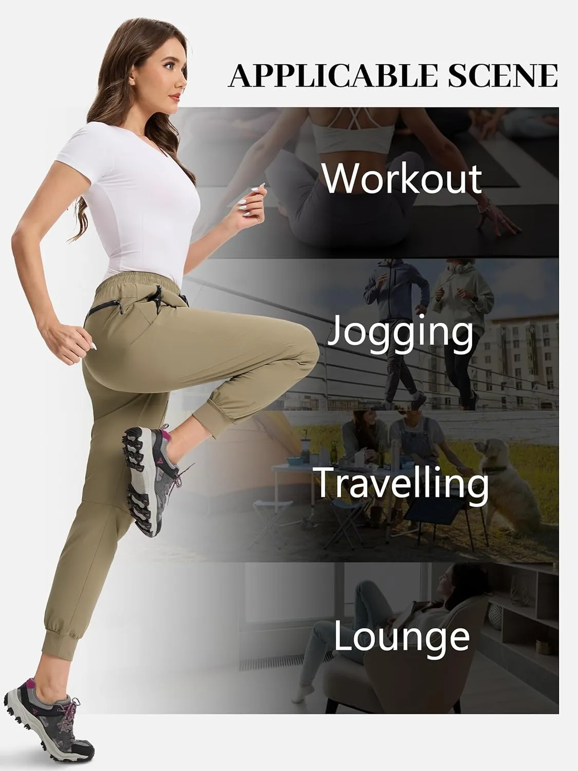 Womens Tall Joggers Hiking Pants 30/32/34 Inseam Cargo Lightweight Quick Dry 4 Pockets Travel Athletic UPF50 
