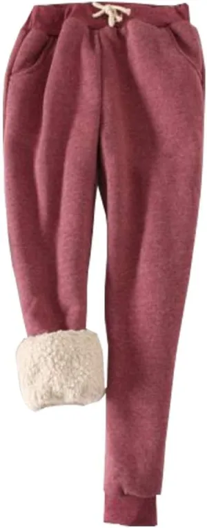 YM YOUMU Women Winter Warm Fleece Lined Sweatpants Casual Drawstring Joggers Pants Harem Trouser with Pockets