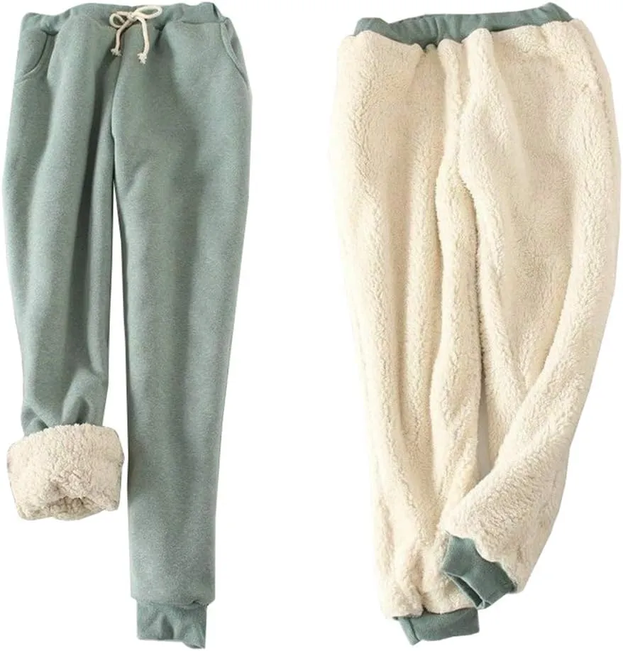 YM YOUMU Women Winter Warm Fleece Lined Sweatpants Casual Drawstring Joggers Pants Harem Trouser with Pockets