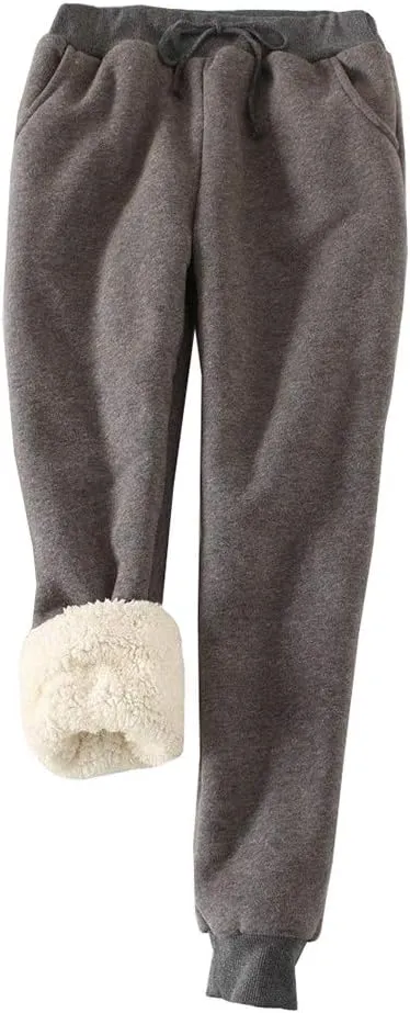 YM YOUMU Women Winter Warm Fleece Lined Sweatpants Casual Drawstring Joggers Pants Harem Trouser with Pockets