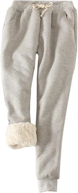 YM YOUMU Women Winter Warm Fleece Lined Sweatpants Casual Drawstring Joggers Pants Harem Trouser with Pockets