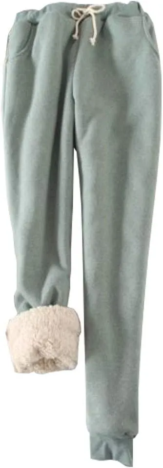 YM YOUMU Women Winter Warm Fleece Lined Sweatpants Casual Drawstring Joggers Pants Harem Trouser with Pockets