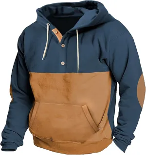 Ymosrh Men's Fashion Hoodies Quarter Button Hoodie Casual Henley Sweatshirt Pullover Workout Athletic Hoodie Sports, M-5XL