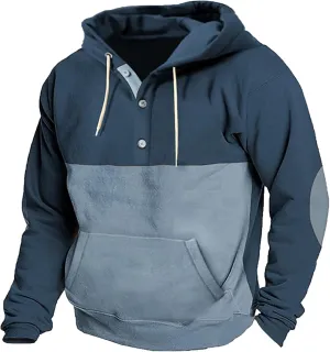 Ymosrh Men's Fashion Hoodies Quarter Button Hoodie Casual Henley Sweatshirt Pullover Workout Athletic Hoodie Sports, M-5XL