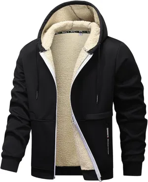 Ymosrh Men's Warm Hoodies Fleece Lined Jacket Sport Hooded Sweatshirt Solid Color Hoodie Pullovers, S-3XL