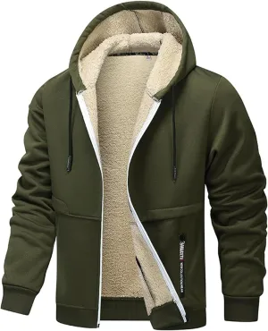 Ymosrh Men's Warm Hoodies Fleece Lined Jacket Sport Hooded Sweatshirt Solid Color Hoodie Pullovers, S-3XL
