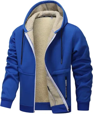 Ymosrh Men's Warm Hoodies Fleece Lined Jacket Sport Hooded Sweatshirt Solid Color Hoodie Pullovers, S-3XL