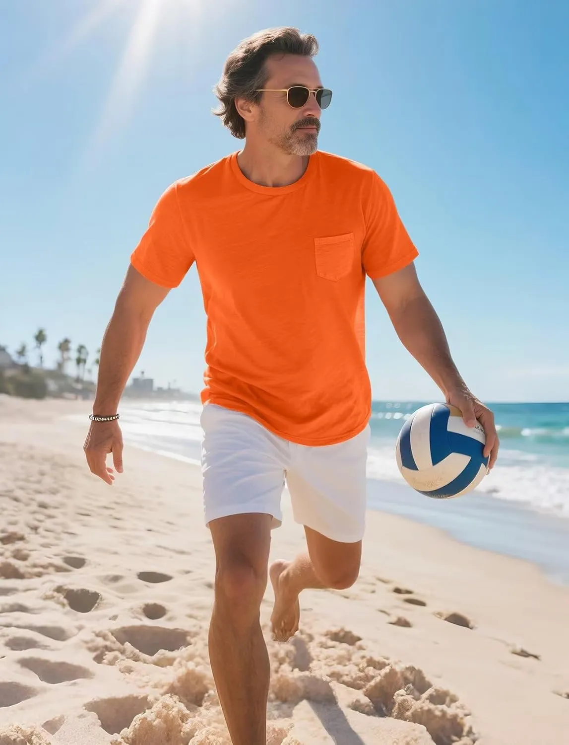 Zengjo Mens Pocket T Shirts Short Sleeve Cotton Slub Jersey Crewneck Plain Casual Soft Basic Tee