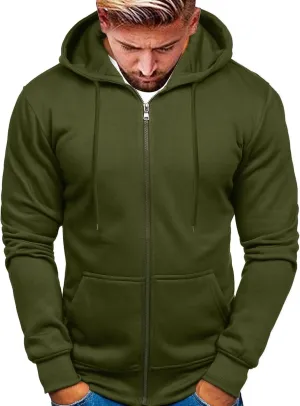 Zip Up Hoodie Men Mens Full Zip Casual Pullover Hoodies Fall Winter Work Sweatshirt Long Sleeve Drawstring Hoodies
